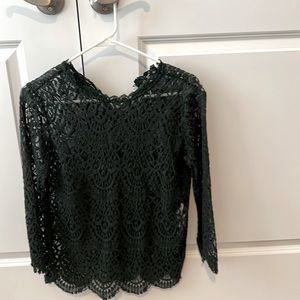 Zara, Small, See through Green Lace Shirt, Good condition, Dry cleaned.